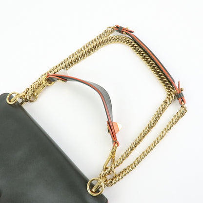 Fendi Kan I Leather, Green, Leather, Shoulder Bag