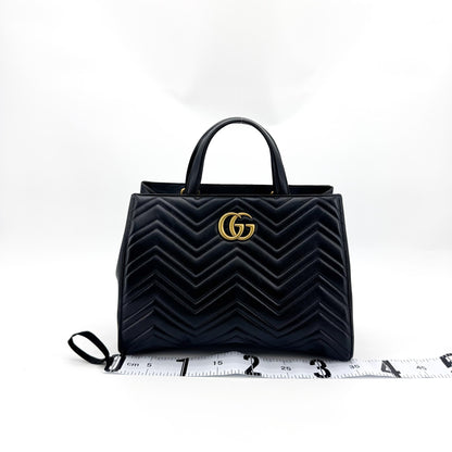 Gucci GG Marmont Matelasse Leather, Black, Leather, Shoulder Bag