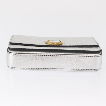 Burberry D-Ring Chain Leather, Silver, Leather, Shoulder Bag