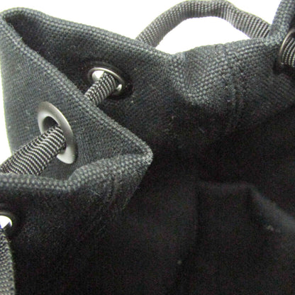 Bottega Veneta Drawstring Printed Canvas with Intrecciato Leather, Black, Canvas, Backpack