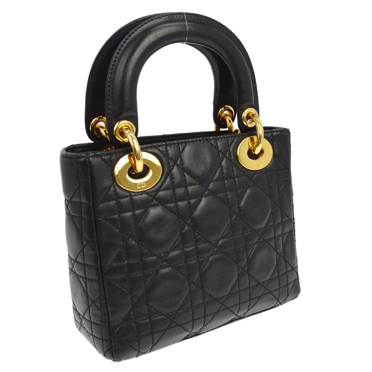 Christian Dior Lady Dior, Black, Leather, Handbag