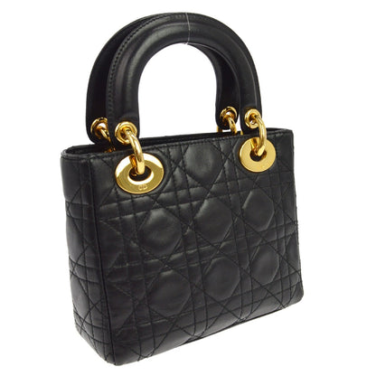 Christian Dior Lady Dior, Black, Leather, Handbag