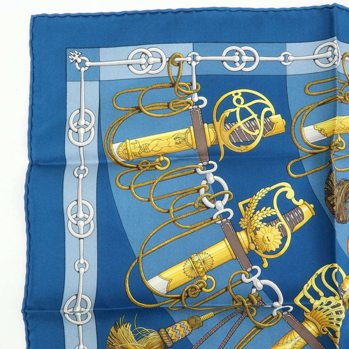 Hermes Carré 42 Silk, Blue, Silk, Scarf