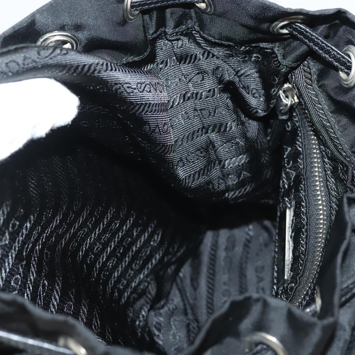 Prada Double Pocket Drawstring Tessuto, Black, Nylon, Shoulder Bag