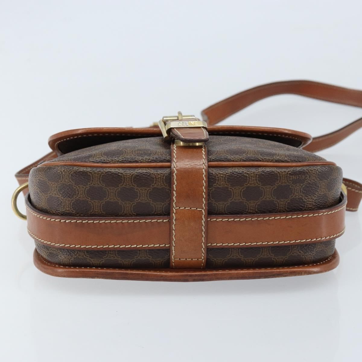Celine Vintage Macadam Canvas and Leather, Brown, PVC, Shoulder Bag