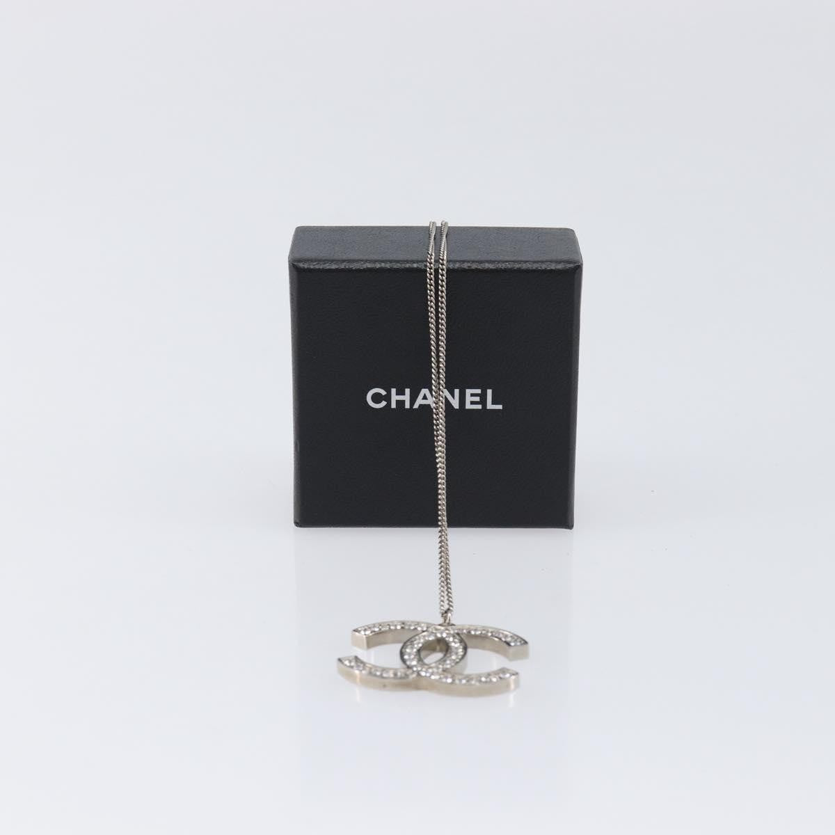 Chanel CC Pendant Metal with Crystals, Silver, Metal, Necklace