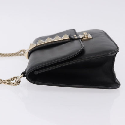 Valentino Garavani Glam Lock Leather, Black, Leather, Shoulder Bag