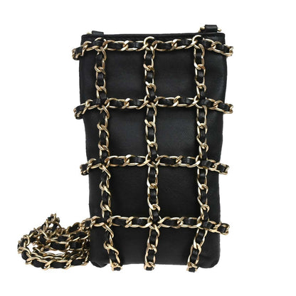 Chanel Tech Me Out Clutch With Chain Lambskin, Black, Leather, Clutch