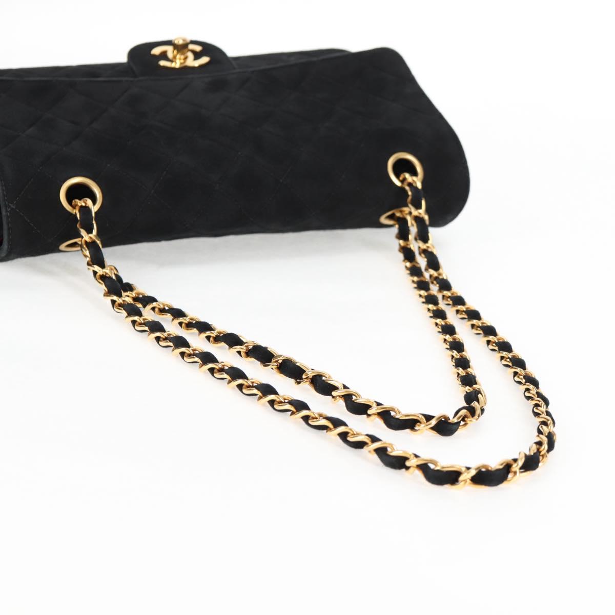 Chanel Vintage Classic Double Flap Bag Quilted Suede, BLACK, SUEDE, Handbag