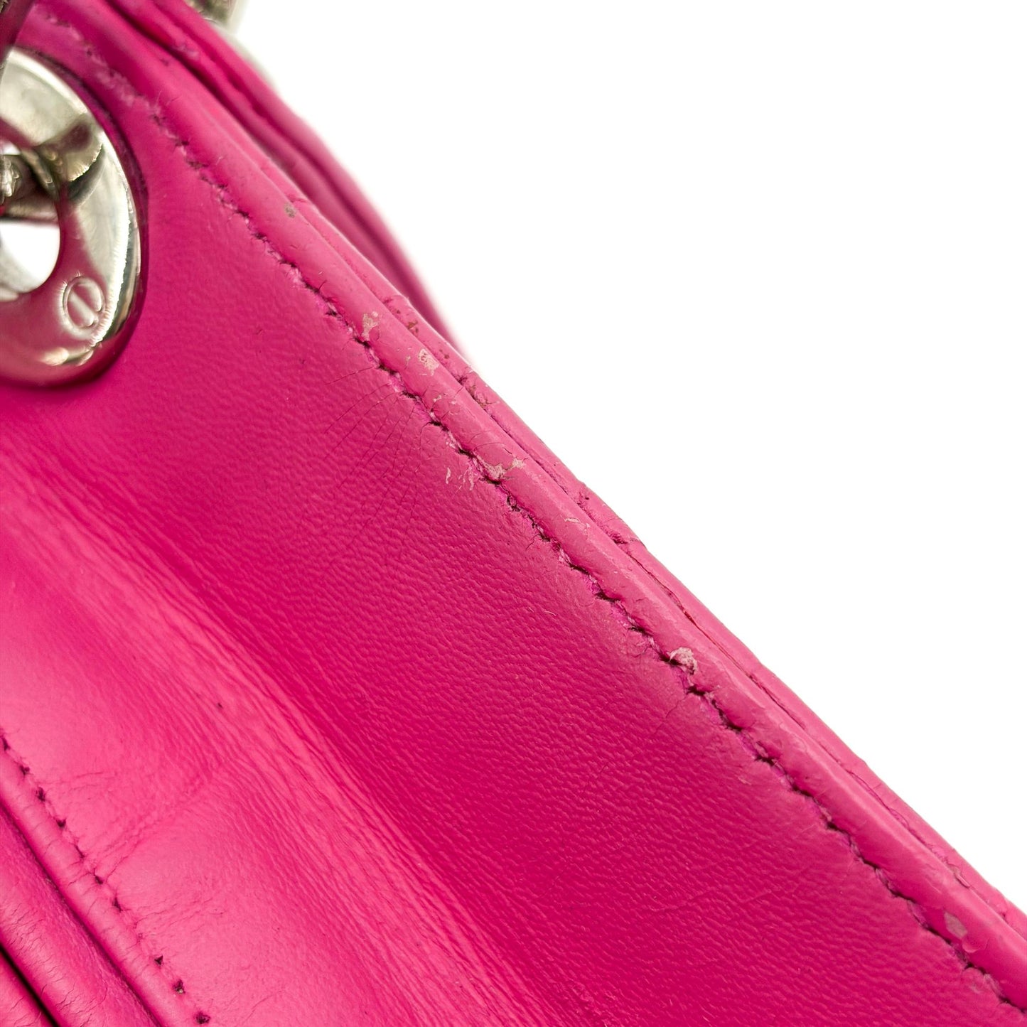 Christian Dior Lady Dior Cannage Quilt Lambskin, Pink, Leather, Handbag