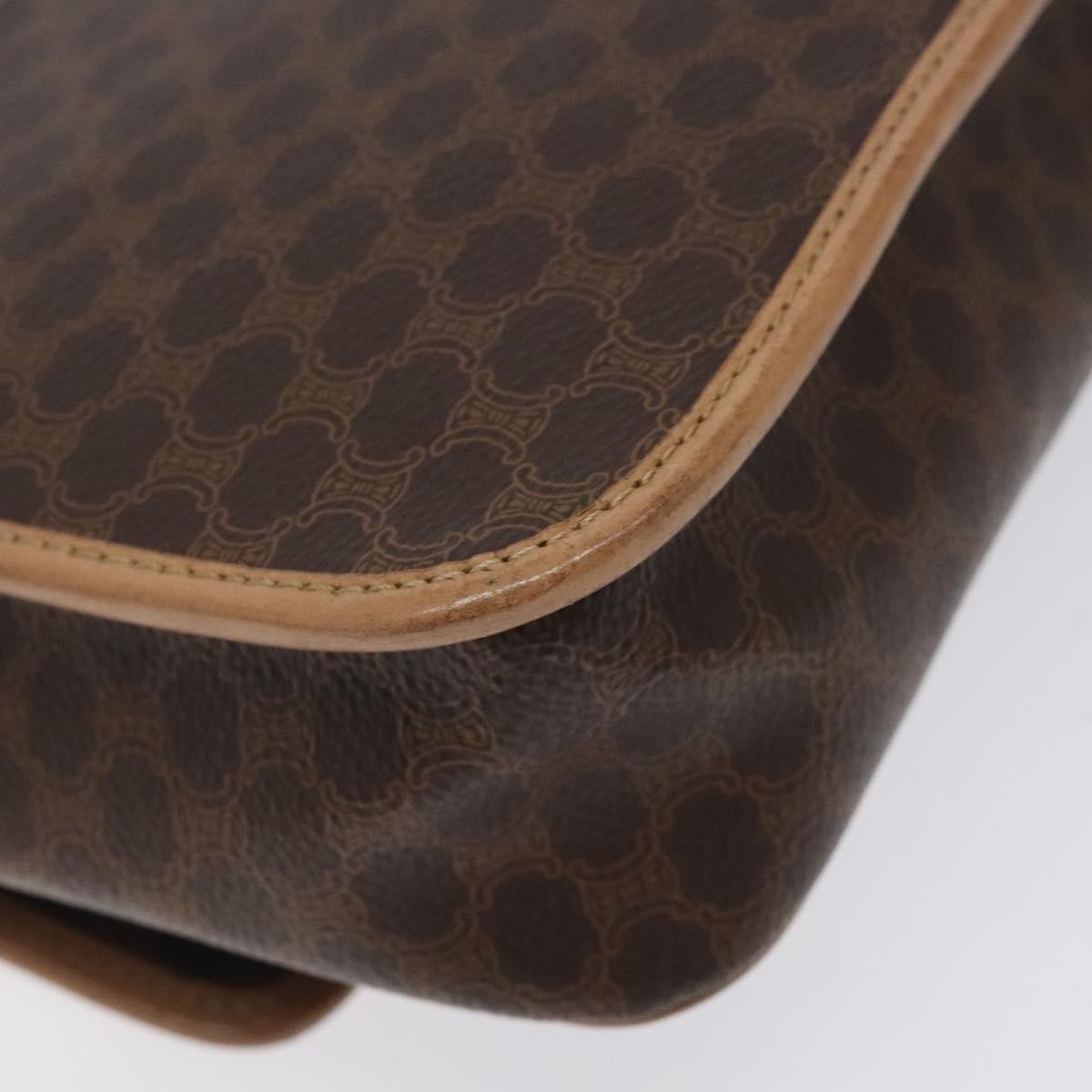 Celine Vintage Macadam Circle Logo Canvas and Leather, Brown, Canvas, Shoulder Bag