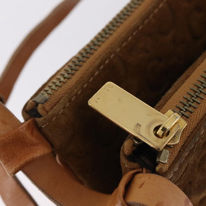 Celine C Macadam Shoulder Suede, Brown, Suede, Handbag