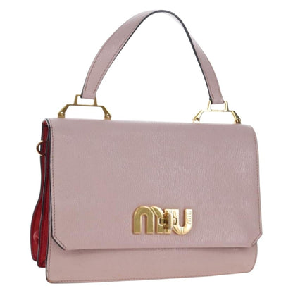 Miu Miu Logo Flap Leather, Pink, Leather, Crossbody Bag