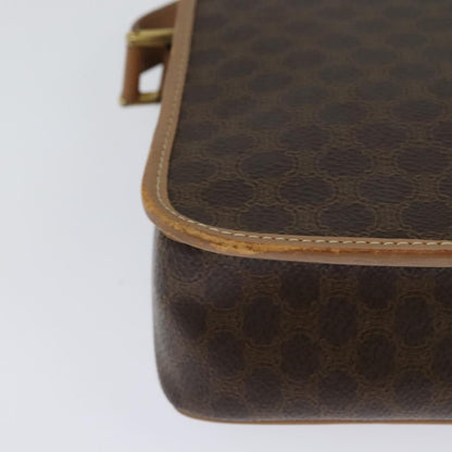 Celine Vintage Macadam Circle Logo Canvas and Leather, Brown, Canvas, Shoulder Bag