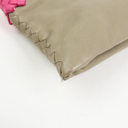 Bottega Veneta Zip Pouch Clutch Intrecciato Nappa, Beige, Leather, Clutch