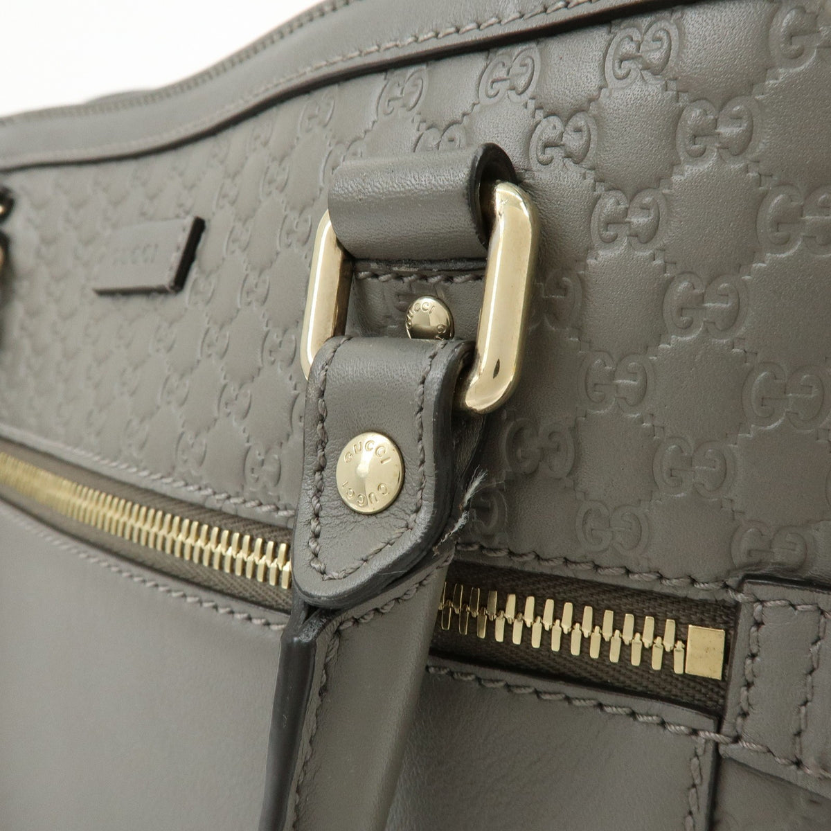 Gucci Zip Pocket Soft Microguccissima Leather, Gray, Leather, Tote Bag