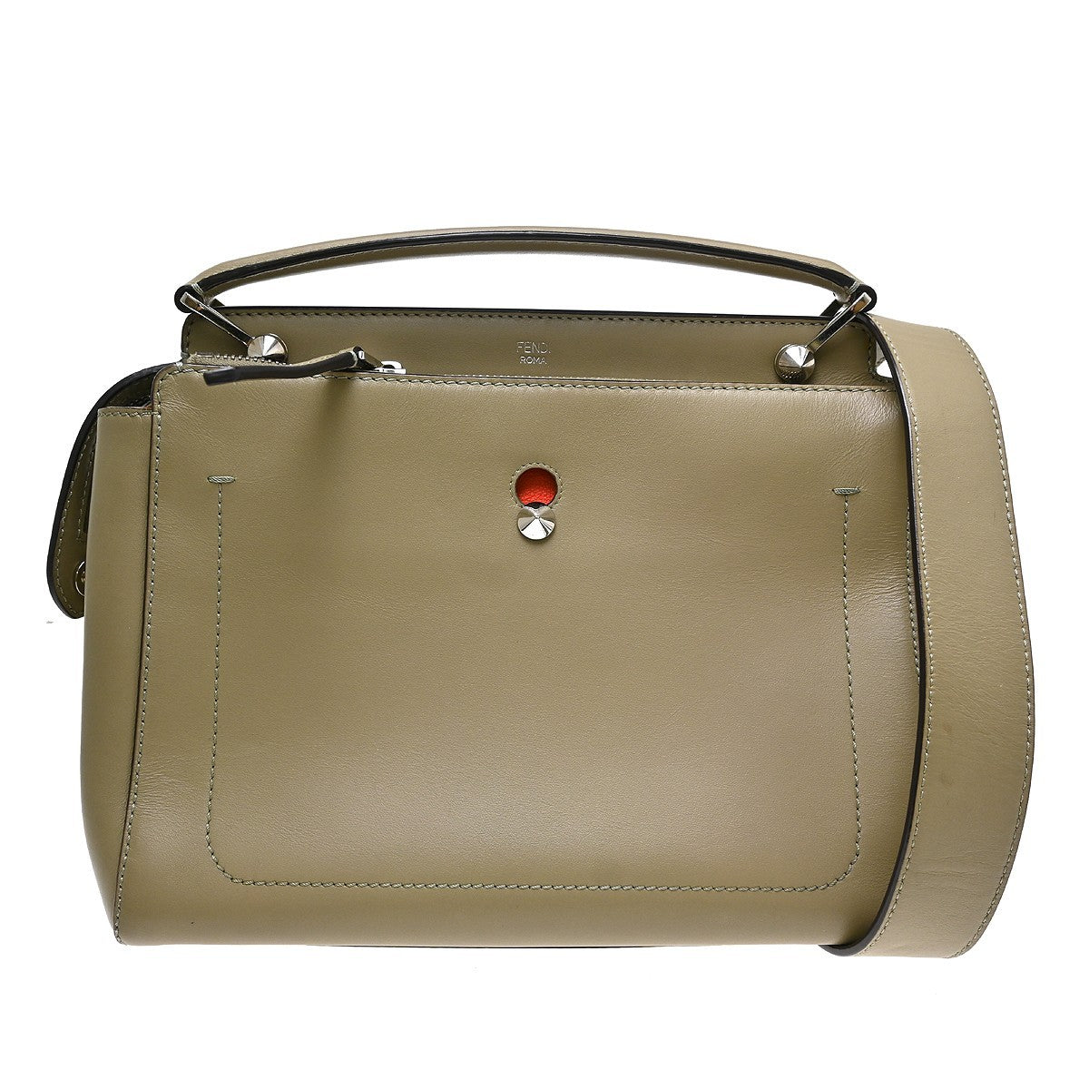 Fendi DotCom Convertible Satchel Leather, Beige, Leather, Handbag