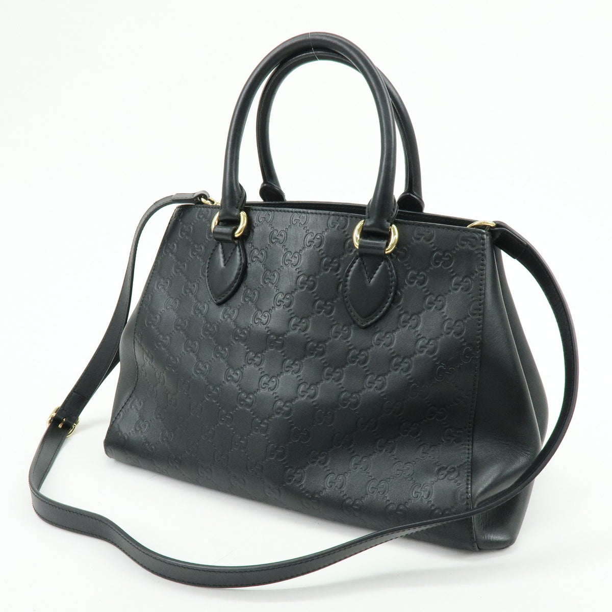 Gucci Soft Signature Convertible Top Handle Guccissima Leather, Black, Leather, Handbag