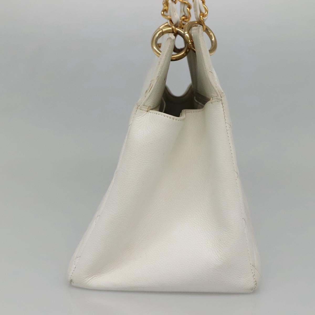 Chanel Vintage Grand Shopping Quilted Caviar, White, Leather, Tote Bag