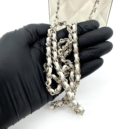 Chanel CC Frame Clutch with Chain Quilted Lambskin and Plexiglass, Beige, Leather, Clutch