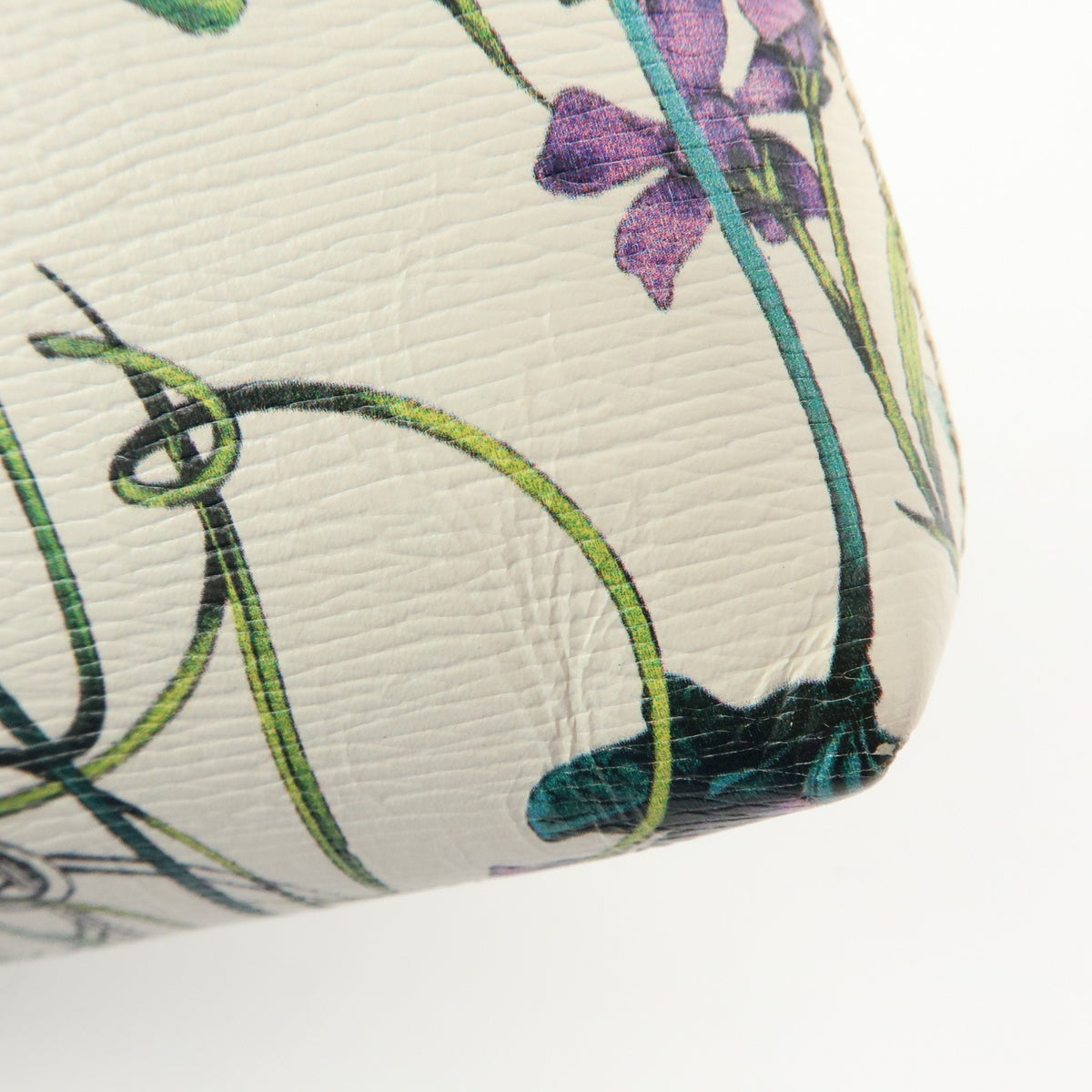 Gucci Bamboo Zip Pouch Flora Leather, Beige, Leather, Clutch