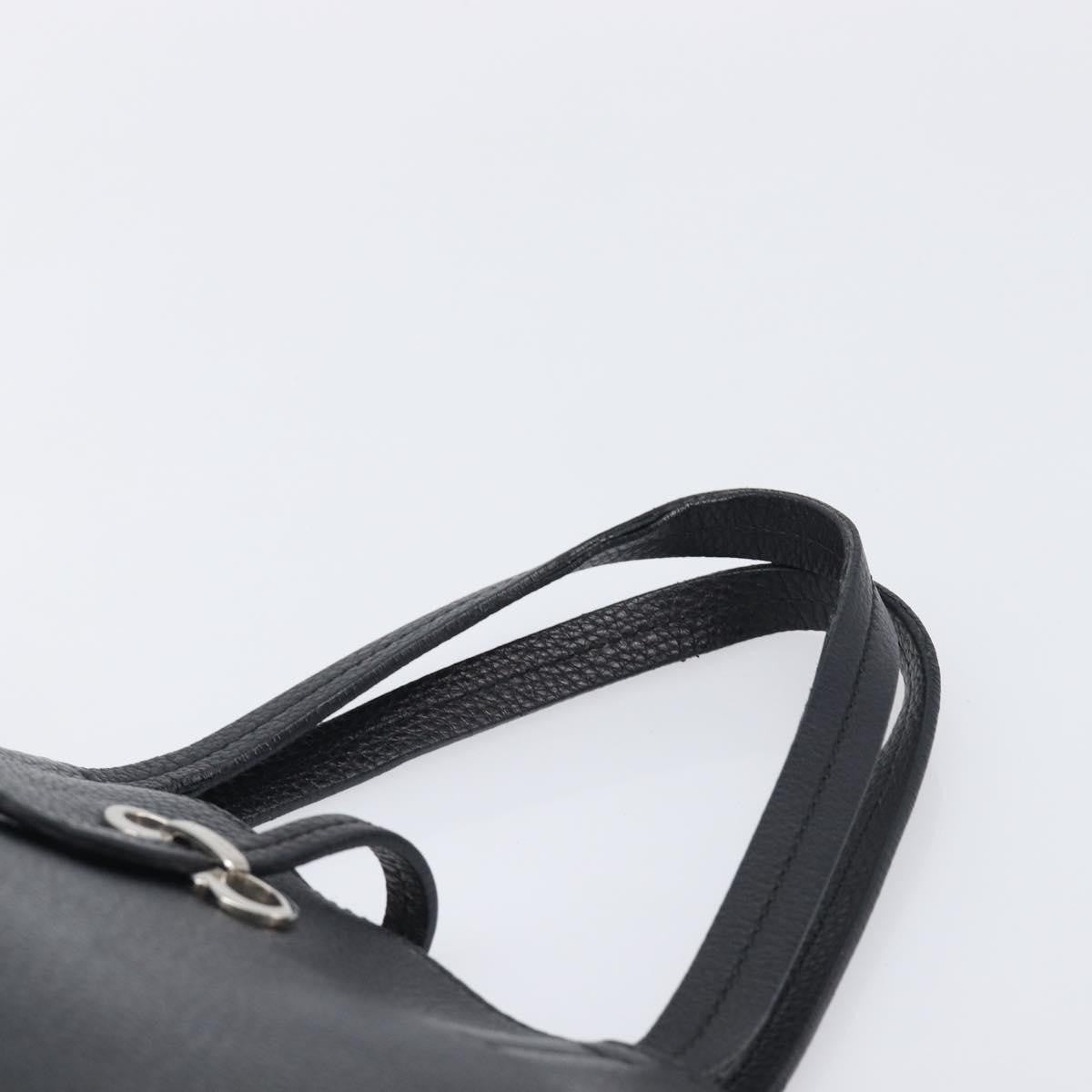 Salvatore Ferragamo Gancini Leather, Black, Leather, Handbag