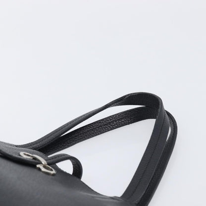 Salvatore Ferragamo Gancini Leather, Black, Leather, Handbag