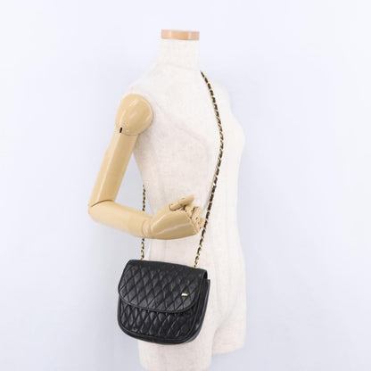 Bally Vintage Chain Quilted Leather, Black, Leather, Shoulder Bag