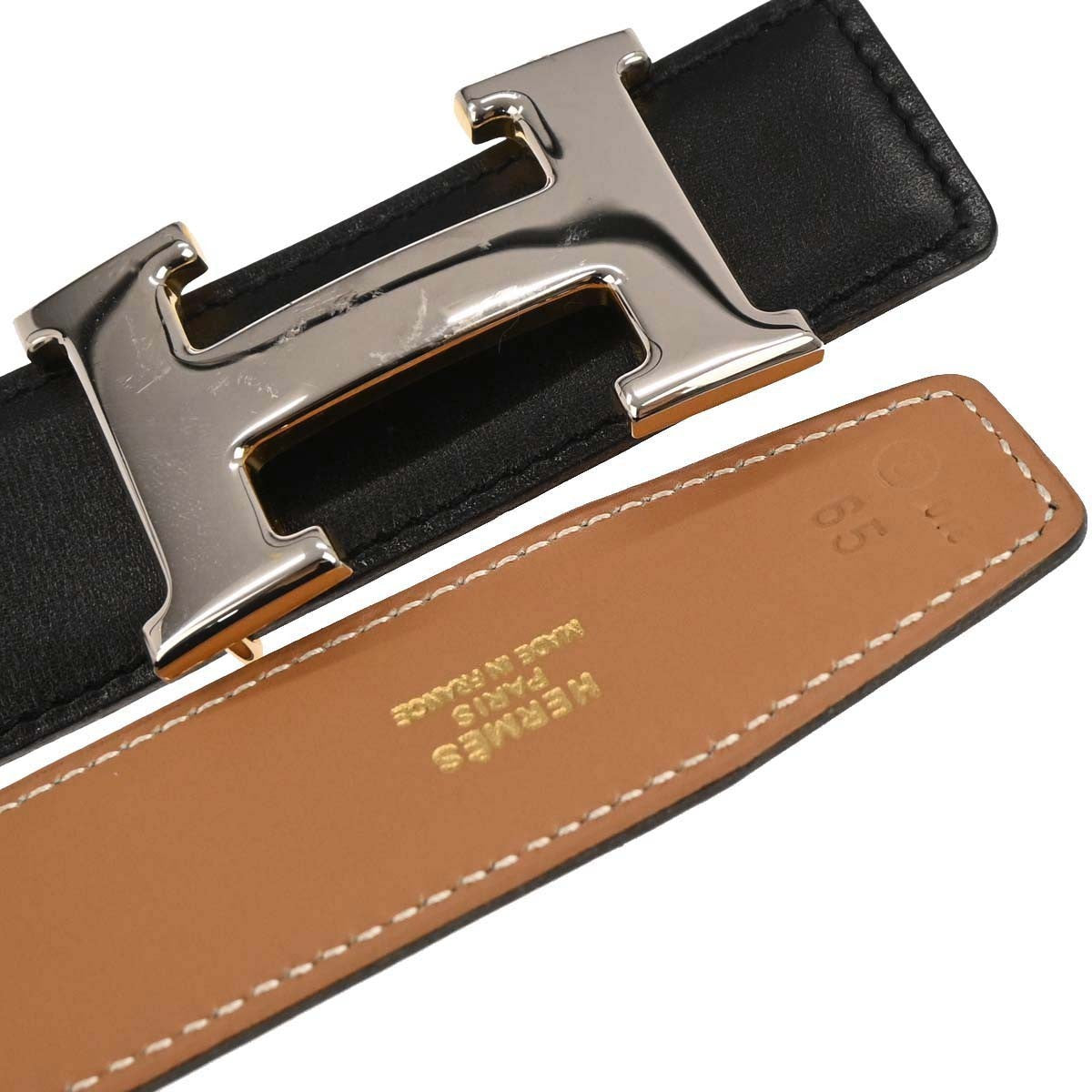 Hermes Constance Reversible Belt Leather, Black, Leather, Belt