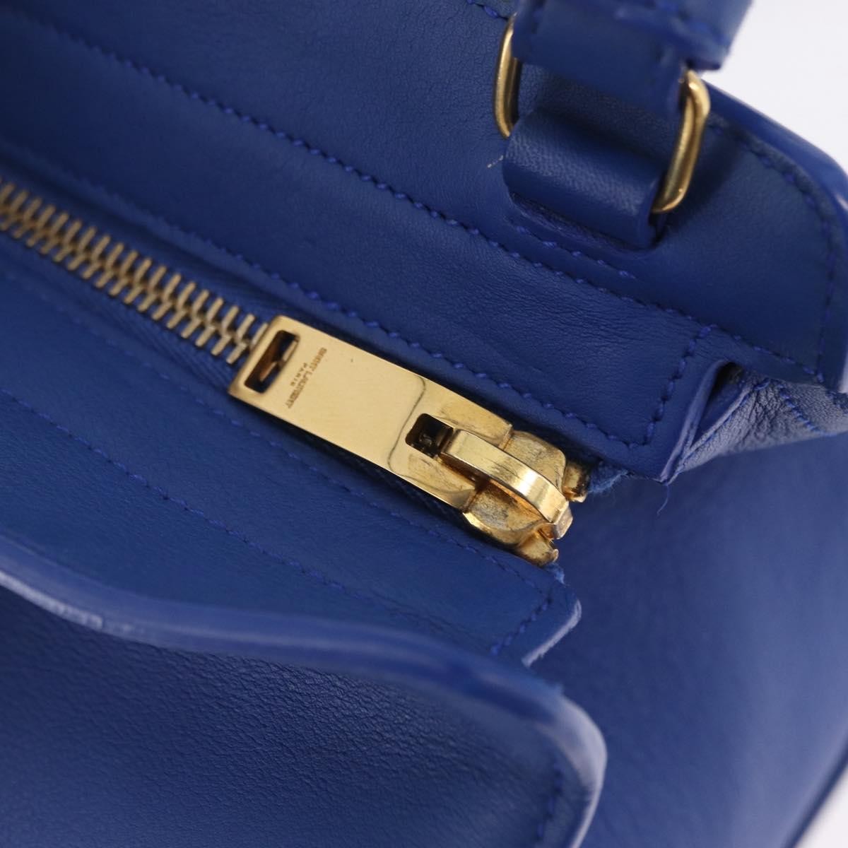 Saint Laurent Monogram Cabas Leather, Blue, Leather, Tote Bag