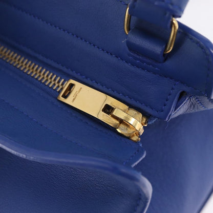 Saint Laurent Monogram Cabas Leather, Blue, Leather, Tote Bag