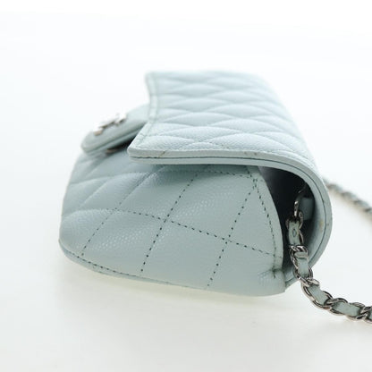 Chanel Classic Sunglasses Case with Chain Quilted Caviar, Blue, Calfskin, Clutch