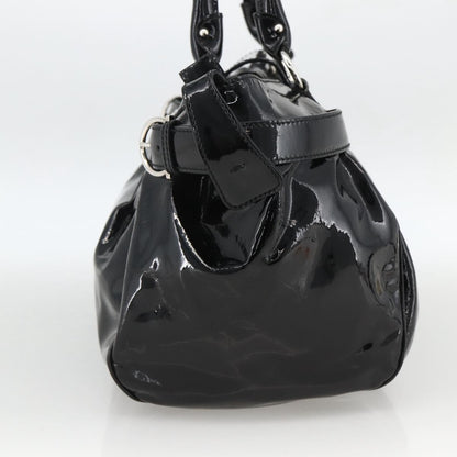 Salvatore Ferragamo Gancini Patent Leather, Black, Patent Leather, Handbag