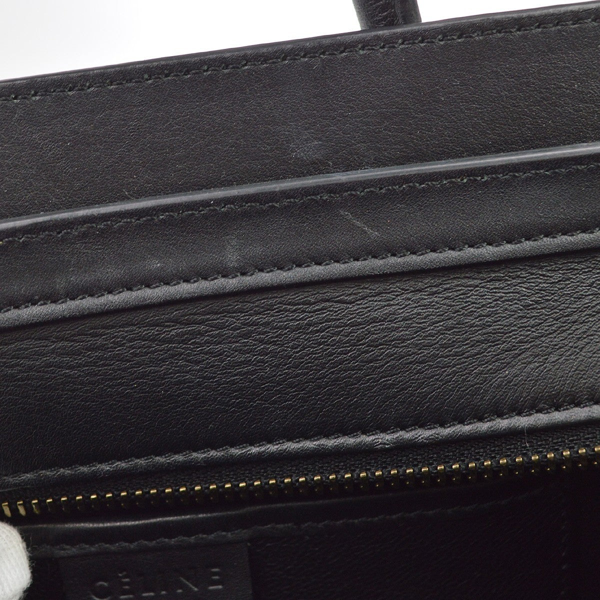 Celine Luggage Leather, Green, Leather, Handbag
