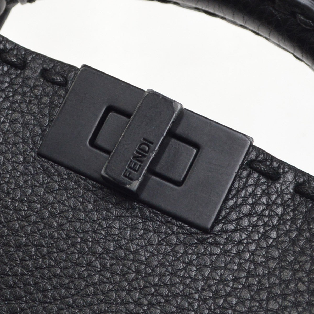 Fendi Selleria Peekaboo ISeeU Raffia with Leather, Black, Leather, Handbag