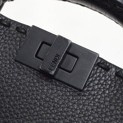 Fendi Selleria Peekaboo ISeeU Raffia with Leather, Black, Leather, Handbag