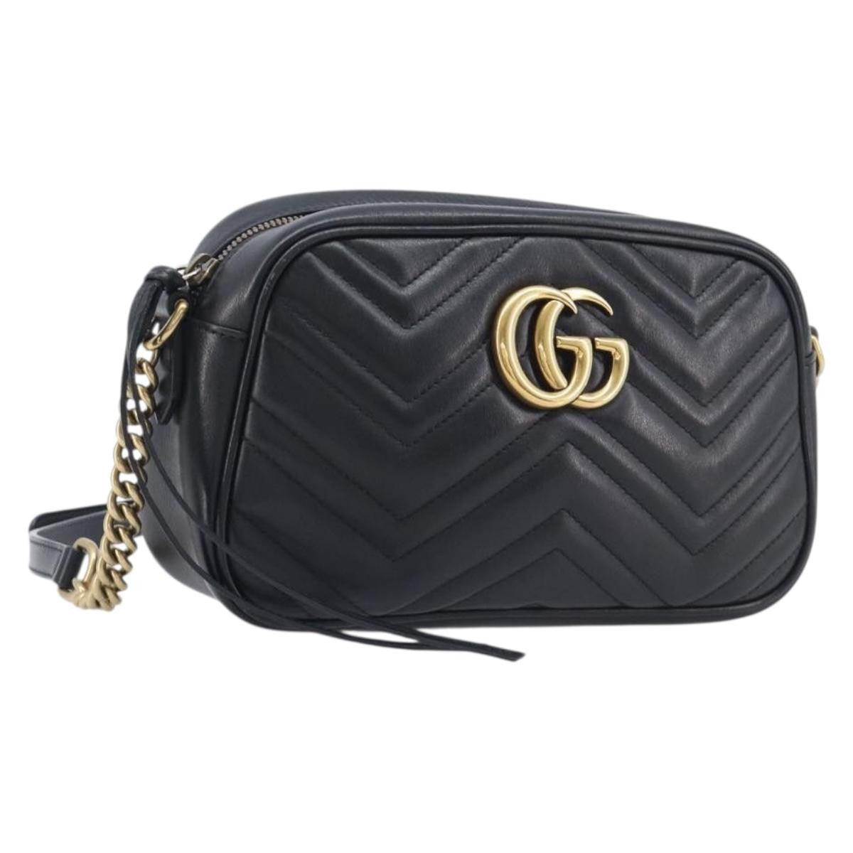 Gucci GG Marmont Matelasse Leather, Black, Leather, Shoulder Bag