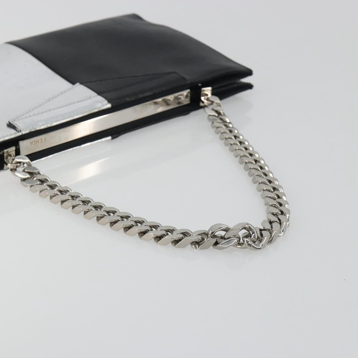 Fendi Grande Colorblock Clutch Leather, Silver, Leather, Clutch
