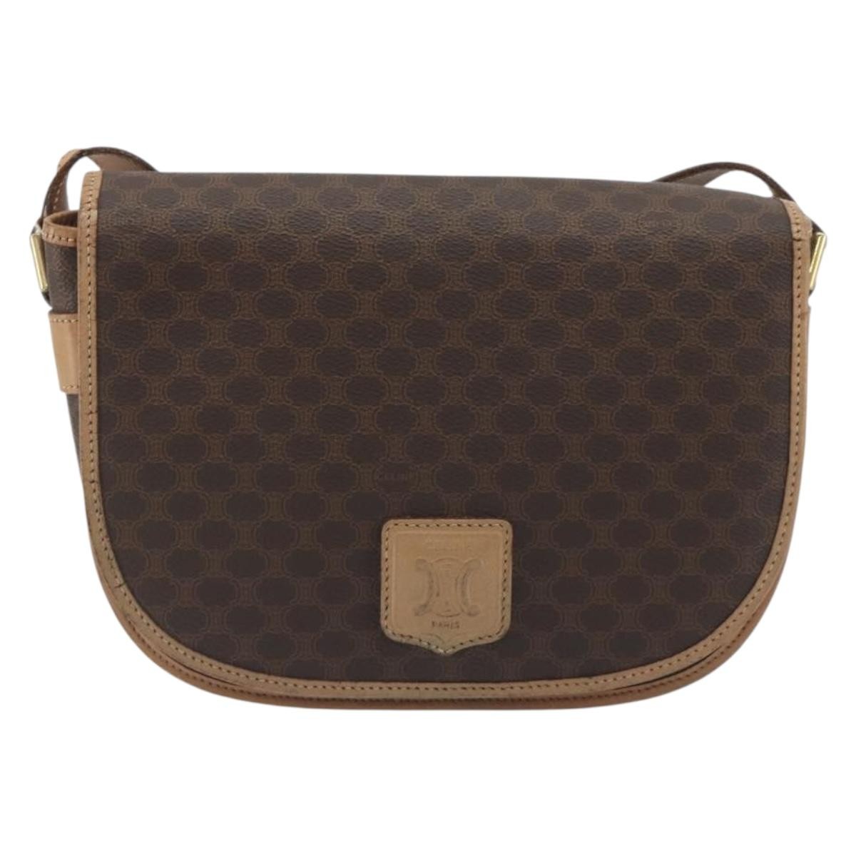 Celine Macadam Canvas, Brown, Canvas, Shoulder Bag