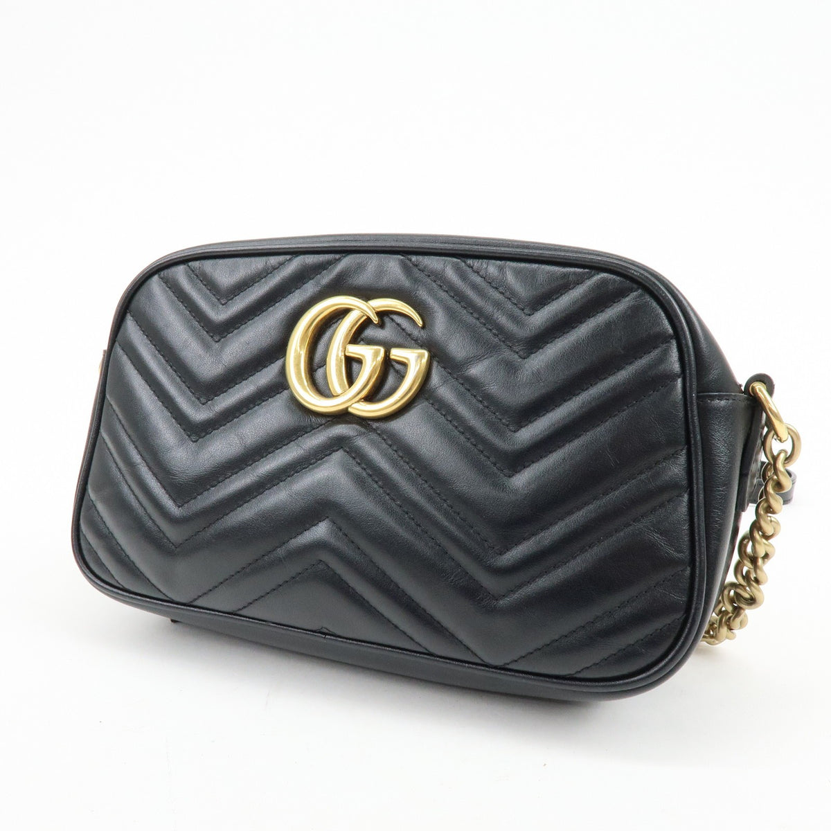 Gucci GG Marmont Matelasse Leather, Black, Leather, Shoulder Bag
