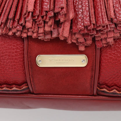 Burberry Hedwig Bowler Leather with Suede, Red, Leather, Handbag