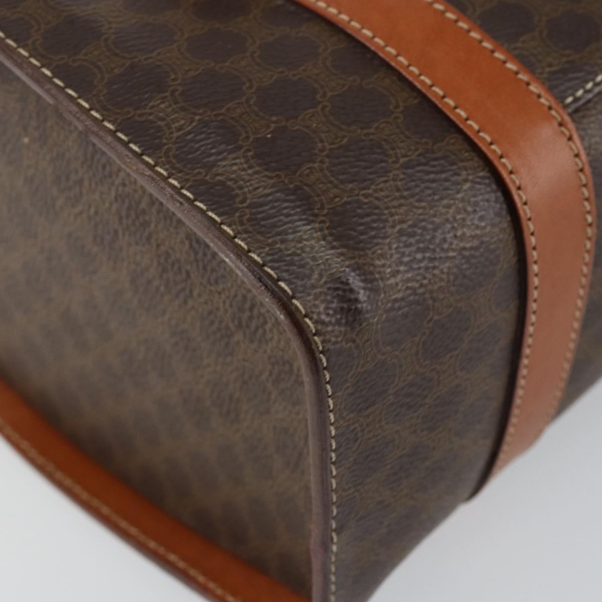 Celine Vintage Macadam Macadam, Brown, Canvas, Handbag