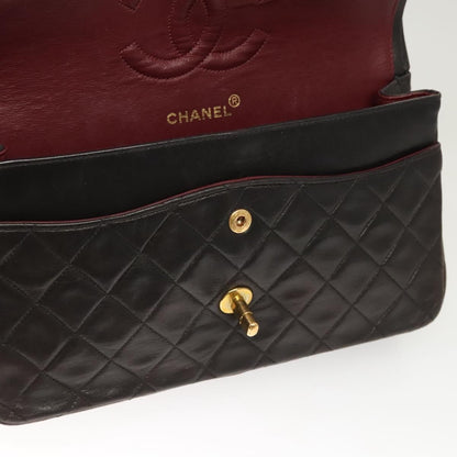 Chanel Vintage Classic Double Flap Bag Quilted Lambskin, BLACK, LEATHER, Shoulder bag