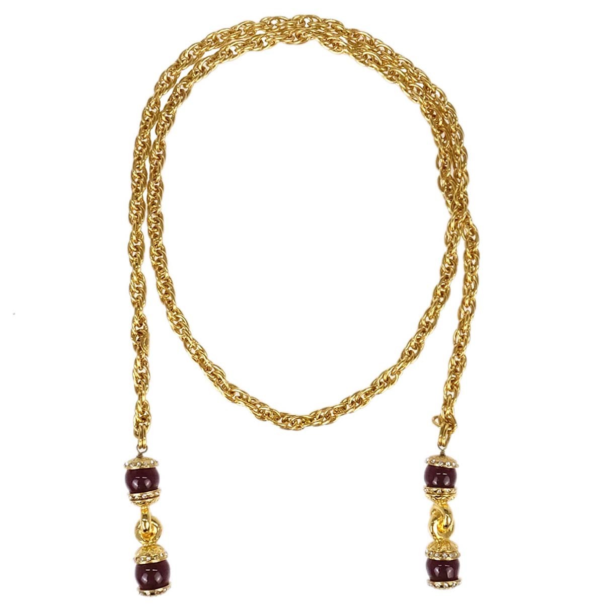 Chanel Vintage CC Pendant Drop Metal with Gripoix, Multicolour, Gold Plated, Necklace
