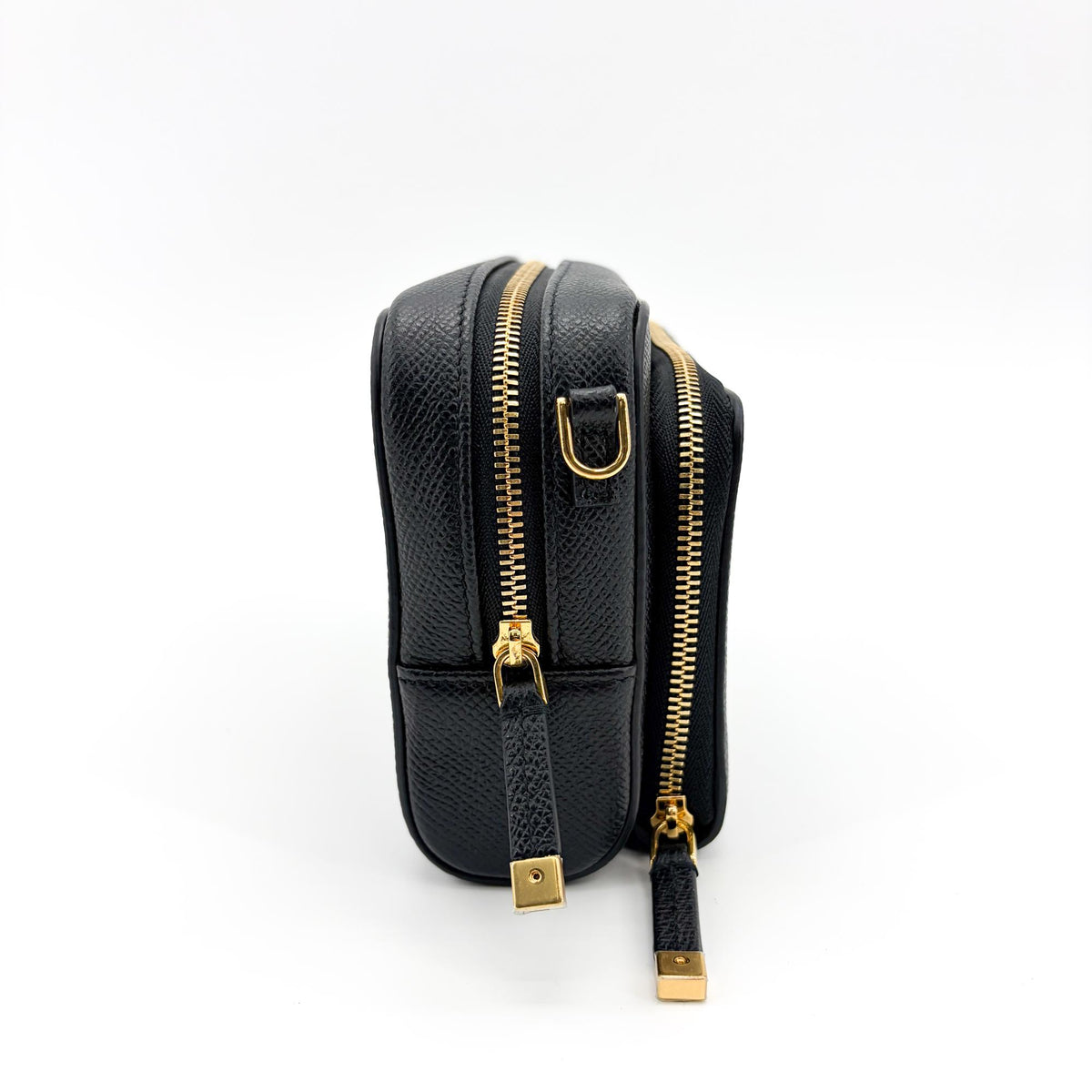 Christian Dior Caro Double Leather, Black, Leather, Crossbody Bag