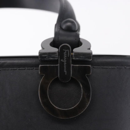 Salvatore Ferragamo Gancini Top Handle Leather, Black, Rubber, Handbag