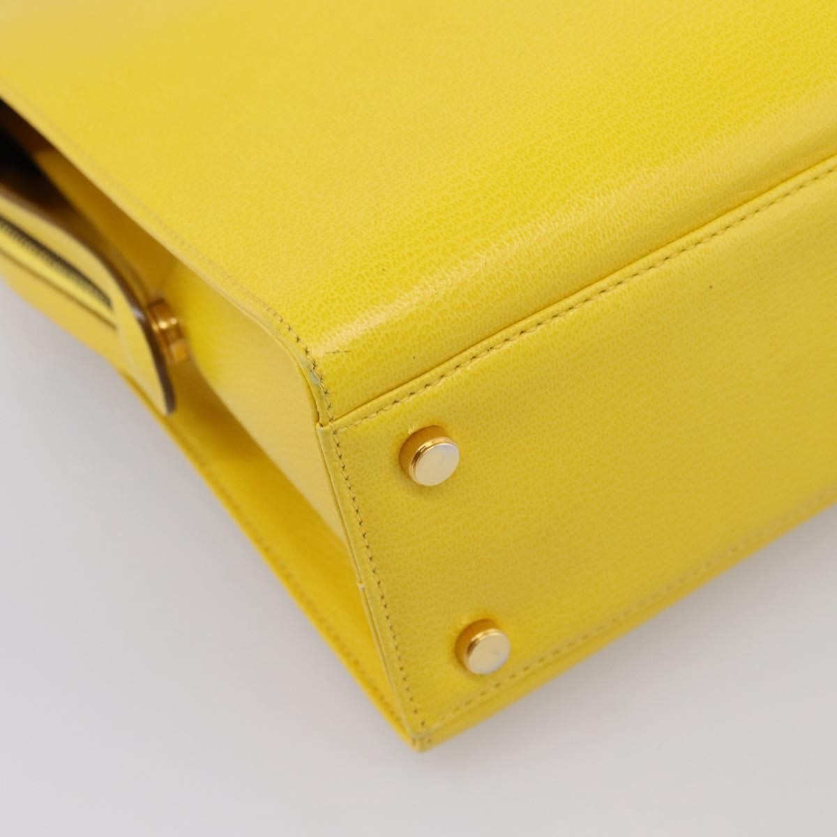 Salvatore Ferragamo Gancini Leather, Yellow, Leather, Handbag
