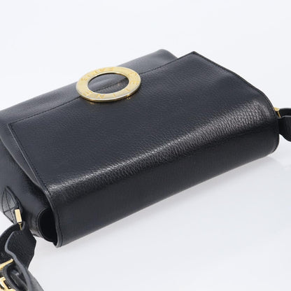 Celine Vintage Circle Logo Leather, Black, Leather, Crossbody Bag