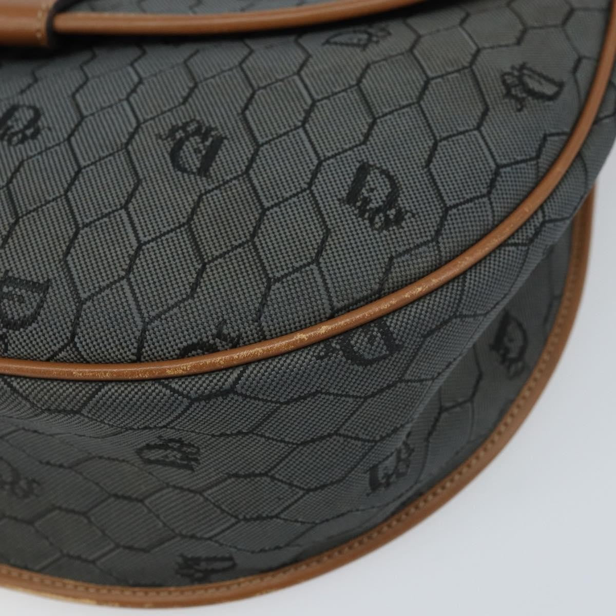 Christian Dior Vintage Honeycomb Flap Canvas and Leather, Black, Canvas, Shoulder Bag