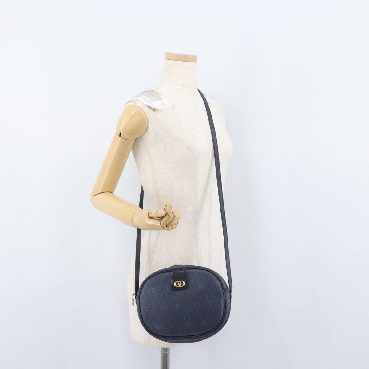 Christian Dior Vintage Honeycomb Canvas, Navy, Canvas, Shoulder Bag